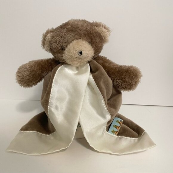 Other - Bunnies By The Bay Brown Teddy Lovey Baby Plush Satin Trim Paci Holder Toy Bear